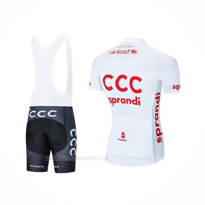 2021 Ropa Ciclismo CCC Team Blanco Mangas Corta y Culotte Corto